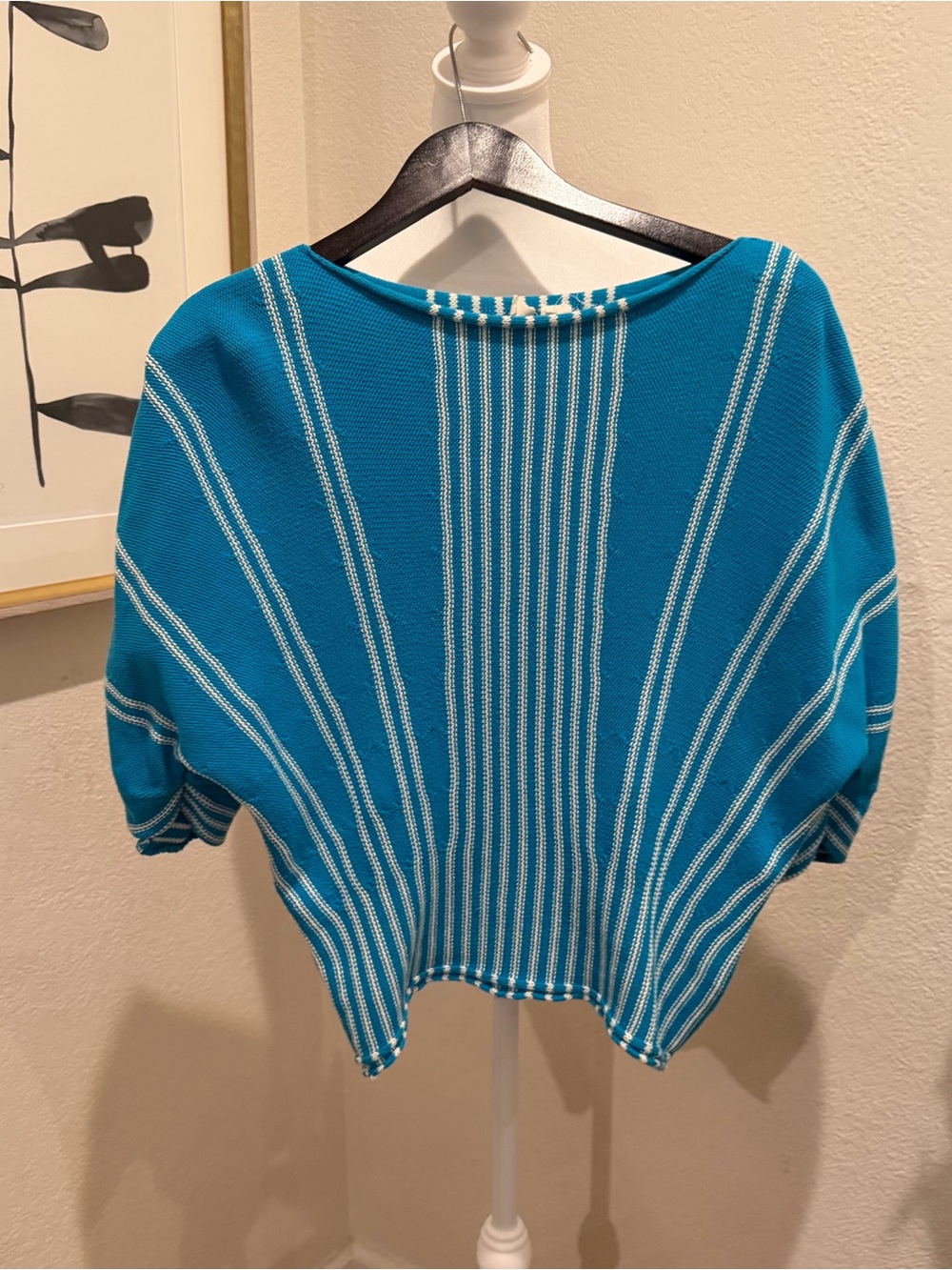 Anthropologie Moth Palma Striped Boatneck Dolman Sweater Ciel Turquoise M - Picture 2 of 6